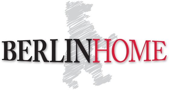 Ein Logo für Berlin Home mit einer Karte von Berlin im Hintergrund.