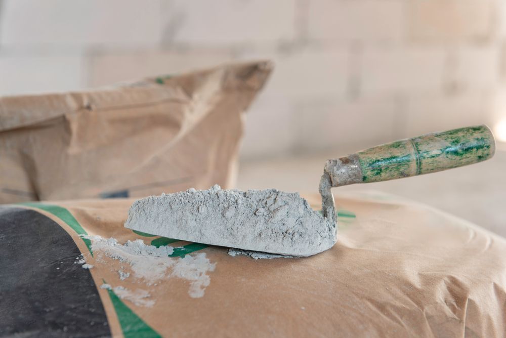 A Trowel is Sitting on Top of a Bag of Cement — Chooks Sand And Gravel In Paget, QLD