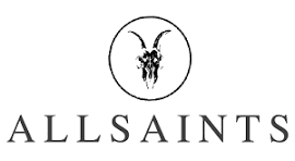 ALLSAINTS logo with a goat head inside a circle above the brand name