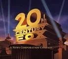 20th Century Fox studio logo with gold text and searchlights against a sunset sky