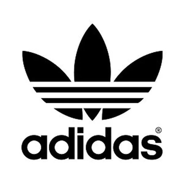 Black Adidas trefoil logo with wordmark on a white background