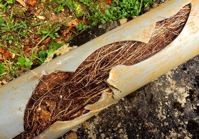 Drain Pipe With Roots — Sergeant Bluff, IA — Speedy Rooter Plumbing Drain Pipe With Roots — Sergeant Bluff, IA — Speedy Rooter Plumbing