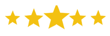 Five gold stars on a white background, with the center star larger than the others