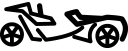 A black and white drawing of a motorcycle with wheels on a white background.