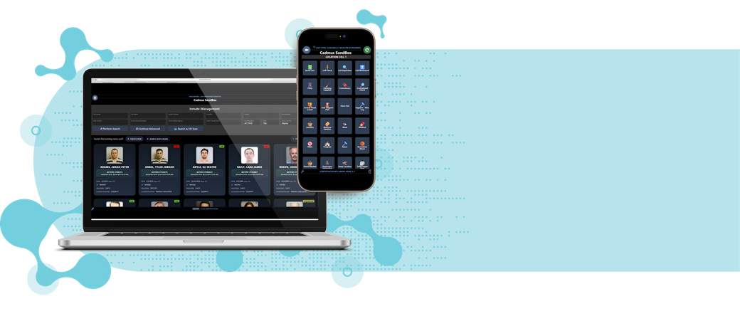 Laptop and smartphone displaying a dashboard on a light blue tech-themed background
