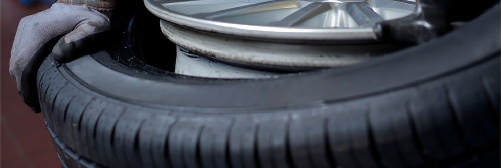 A tyre being fitted