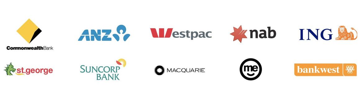 A bunch of bank logos on a white background