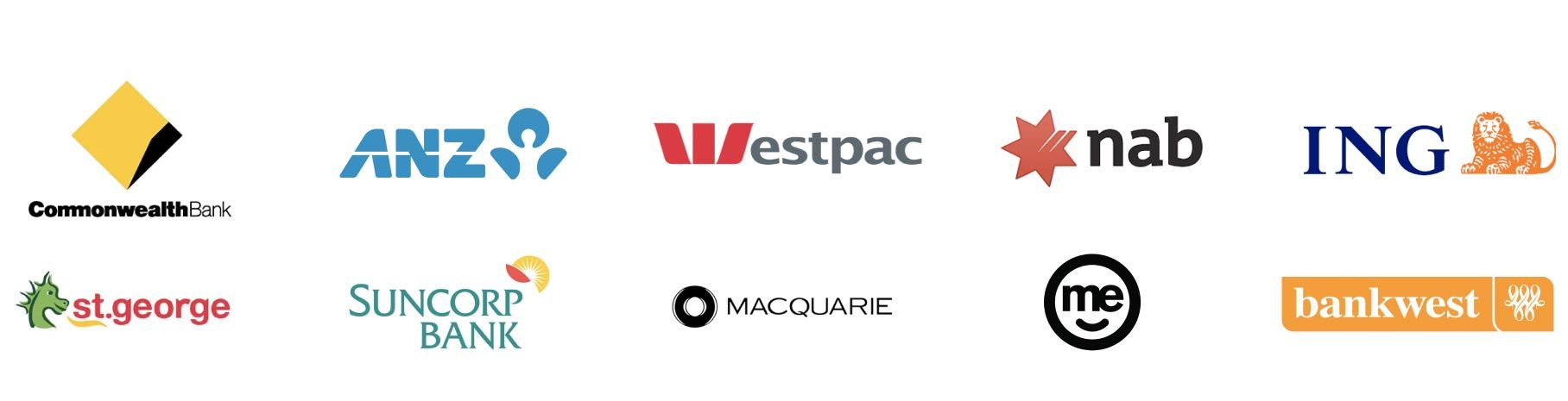 A bunch of bank logos on a white background