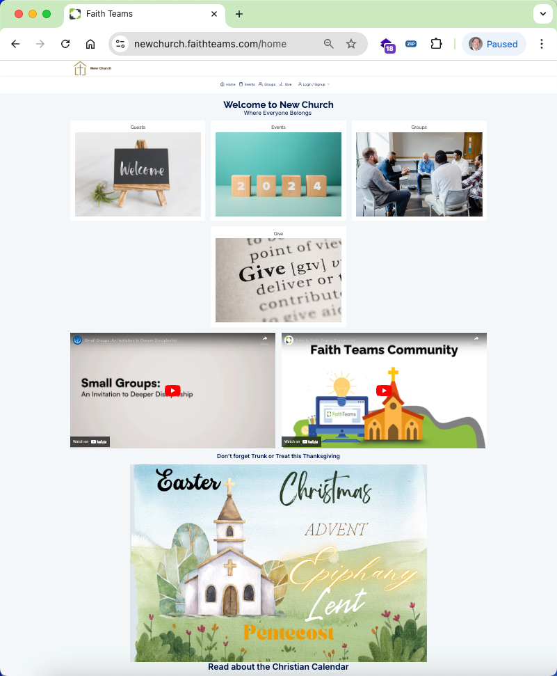 Web browser showing a grid of religious Easter-themed design templates and banners