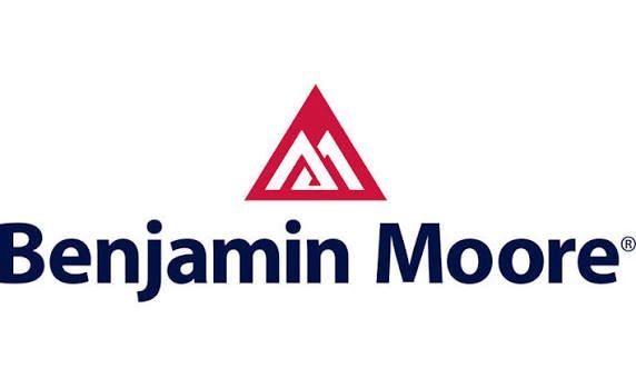 Benjamin Moore logo with red triangular icon and dark blue text on a white background