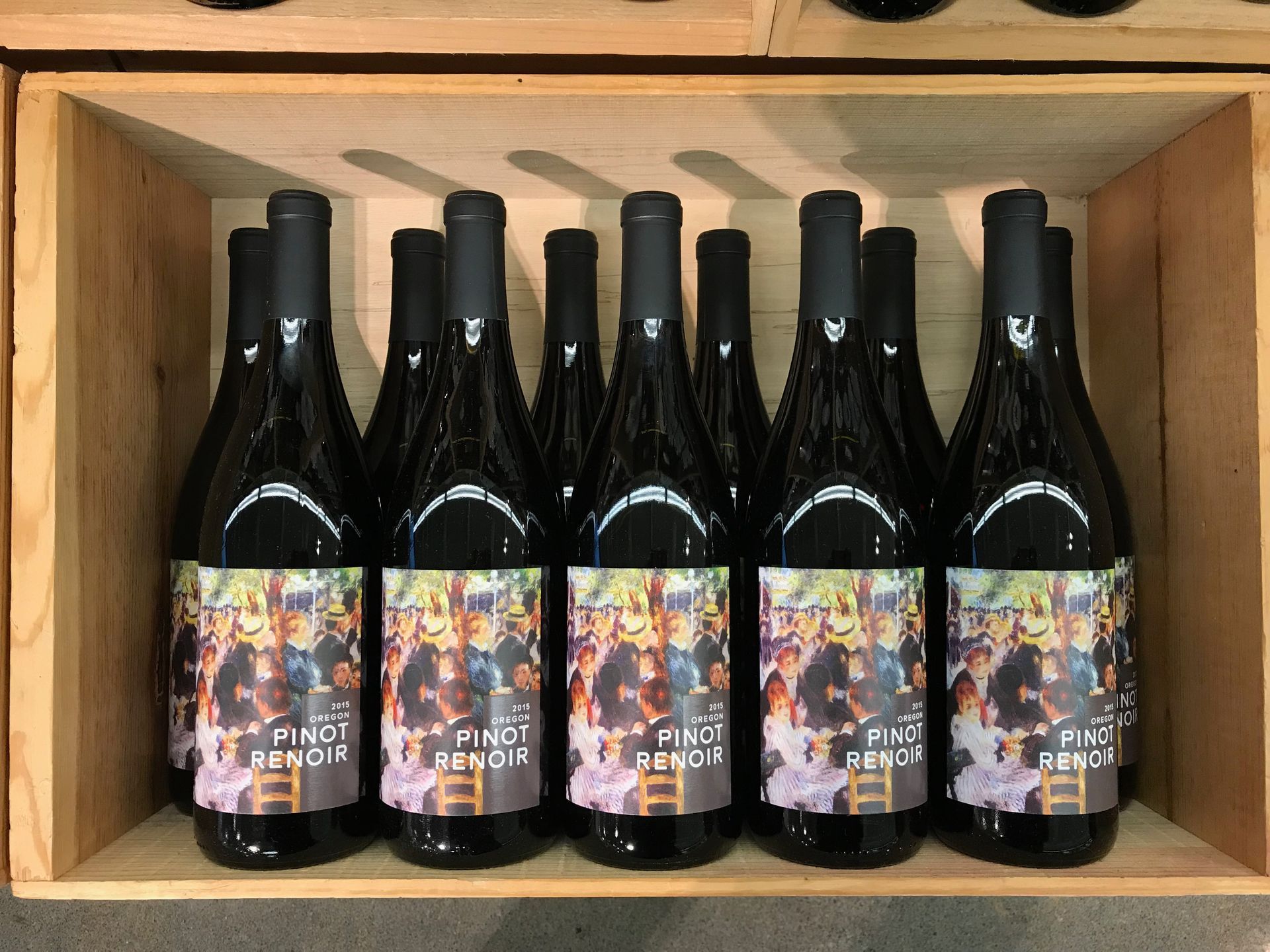 pinot noir wine on shelf