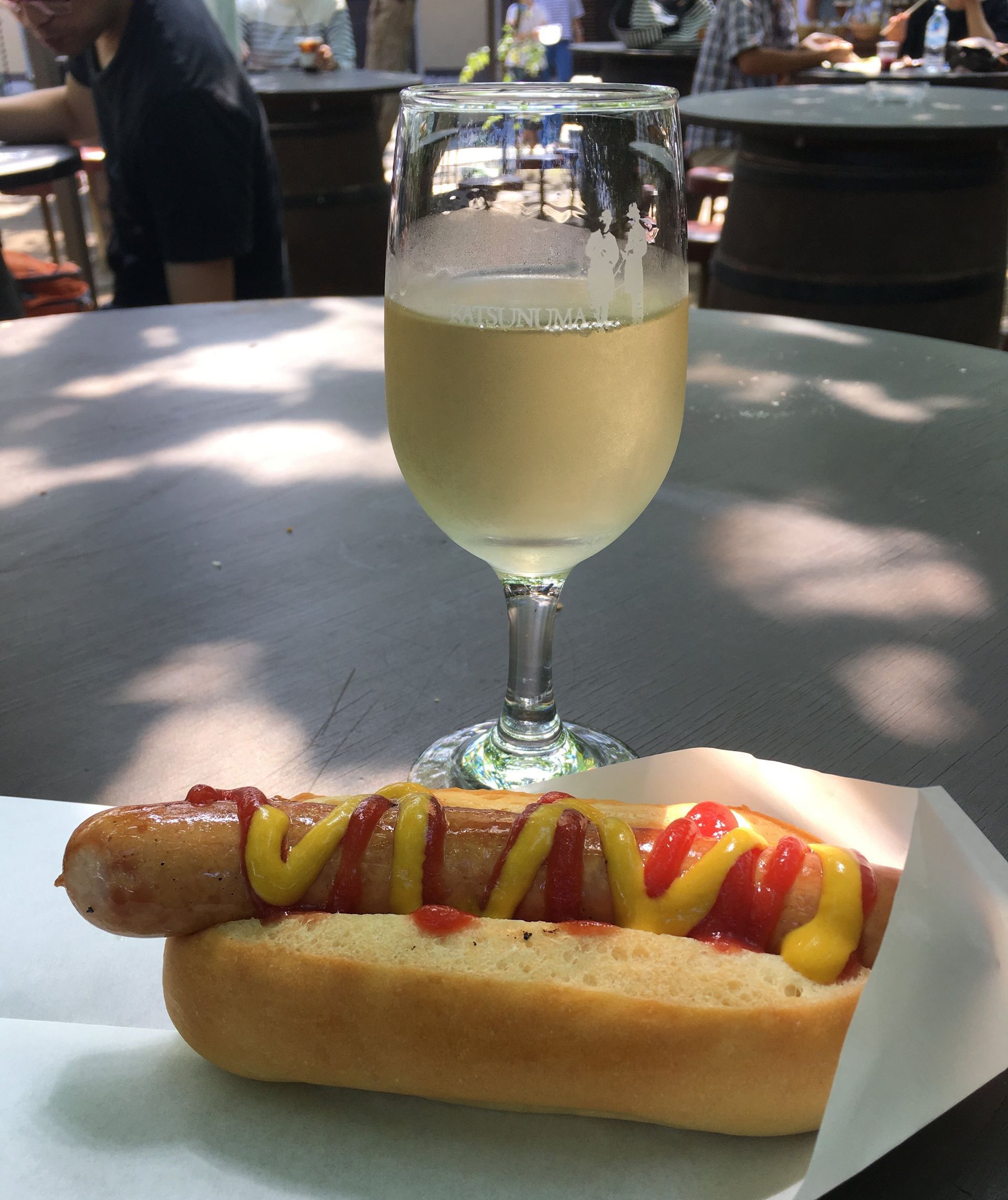 hotdog with wine in Japan