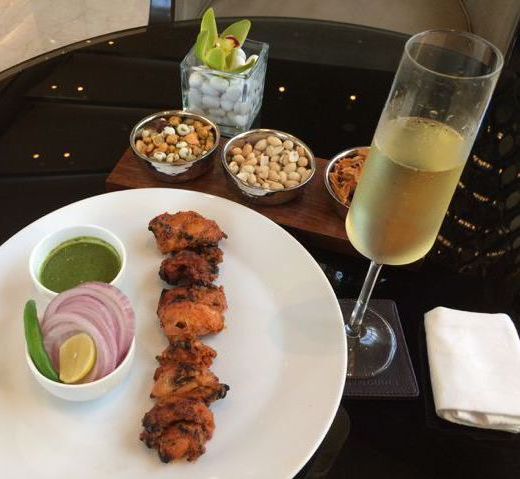 Indian food with sparkling wine