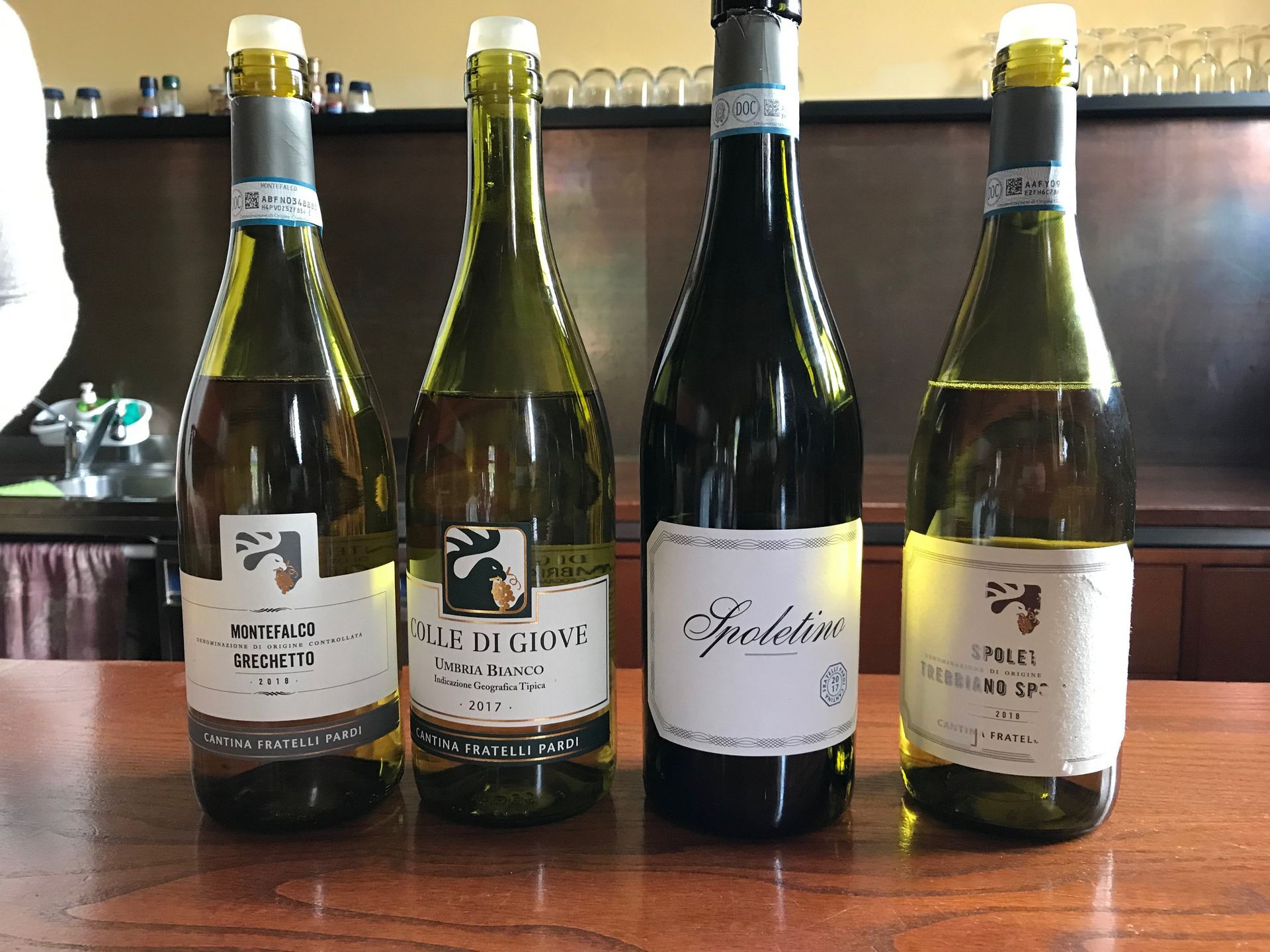Montefalco white wine bottles