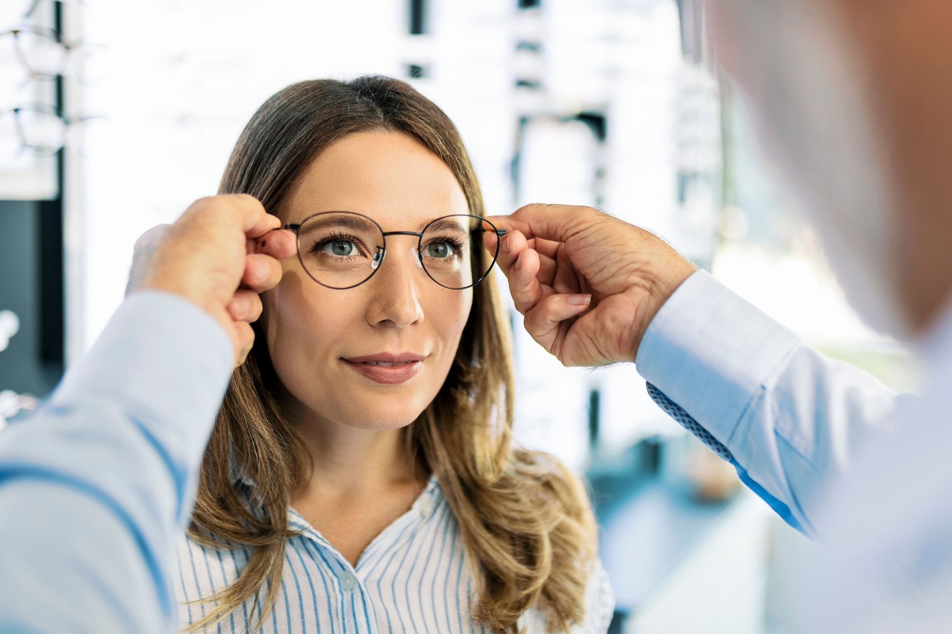 Choosing the right eyeglass frames based on face shape.