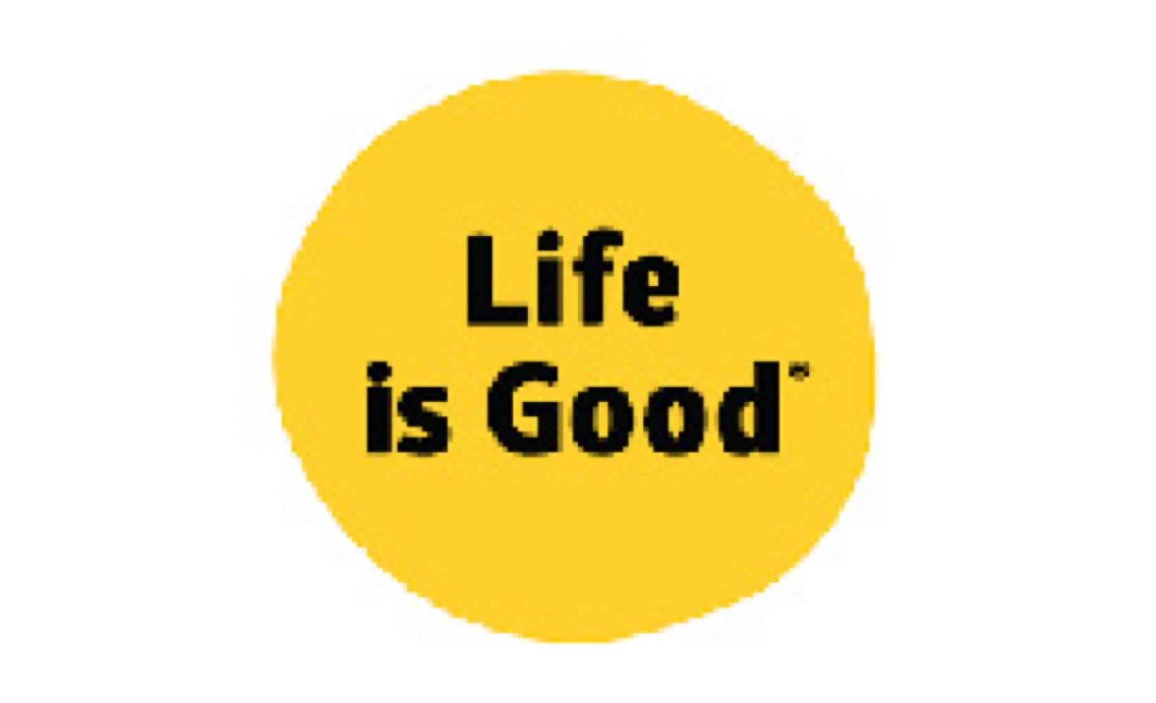A yellow circle with the words life is good on it