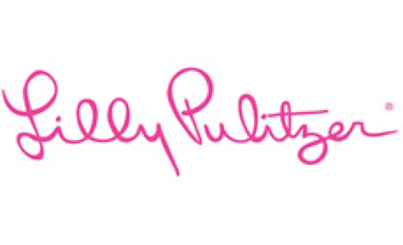 A pink signature of lilly pulitzer on a white background.
