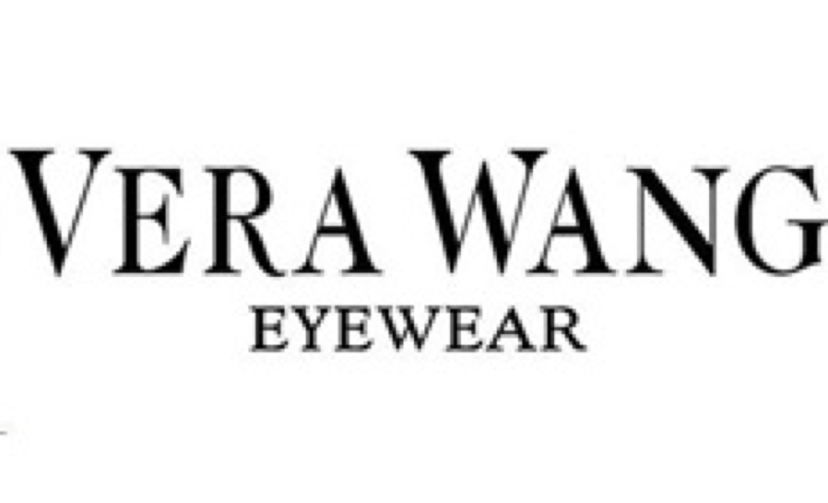 The vera wang eyewear logo is black and white on a white background.