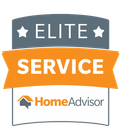 An elite service home advisor logo on a white background
