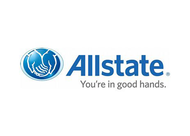 Allstate logo: blue hands cradling smaller hand inside oval, blue text 