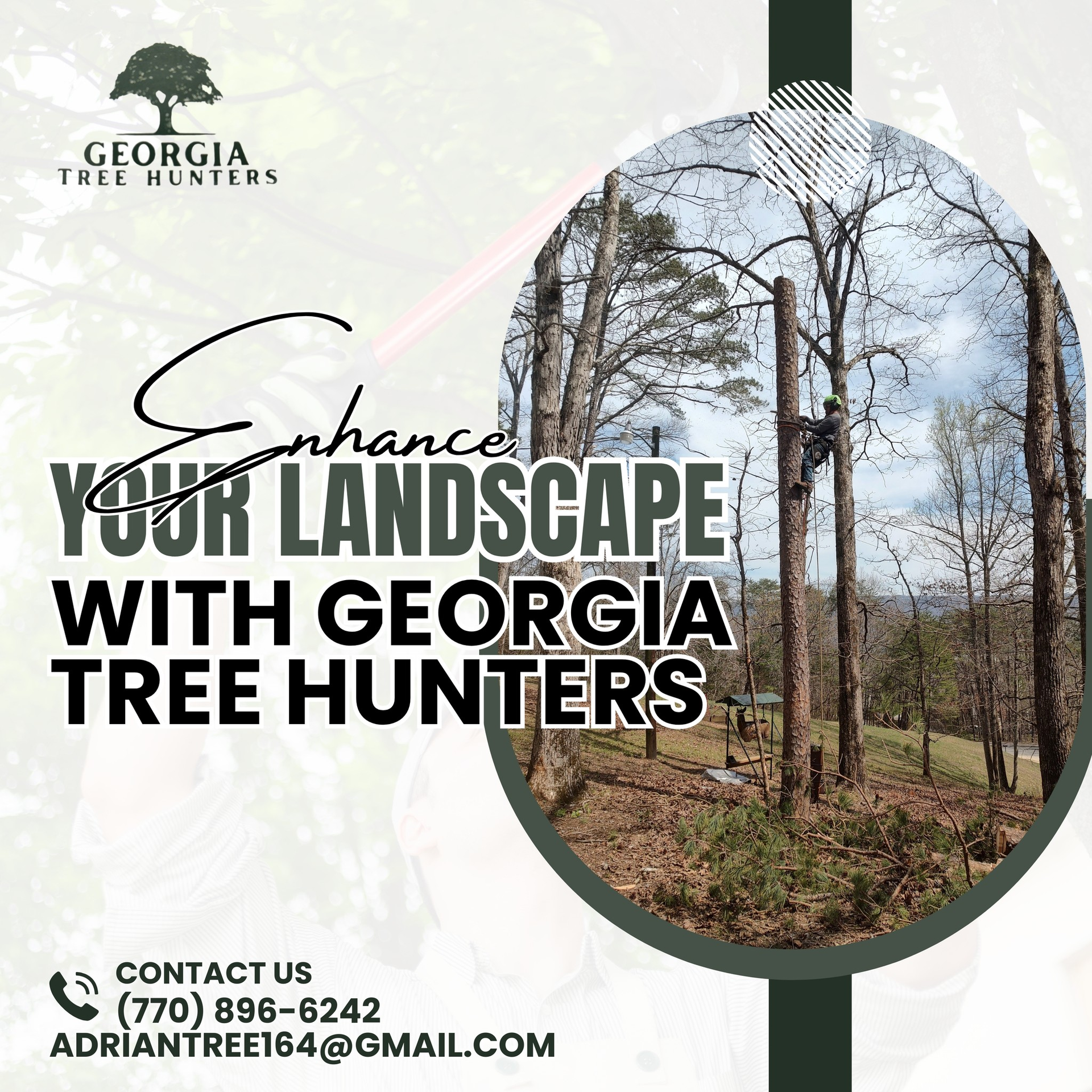 Advertisement for Georgia Tree Hunters. Text overlay: 