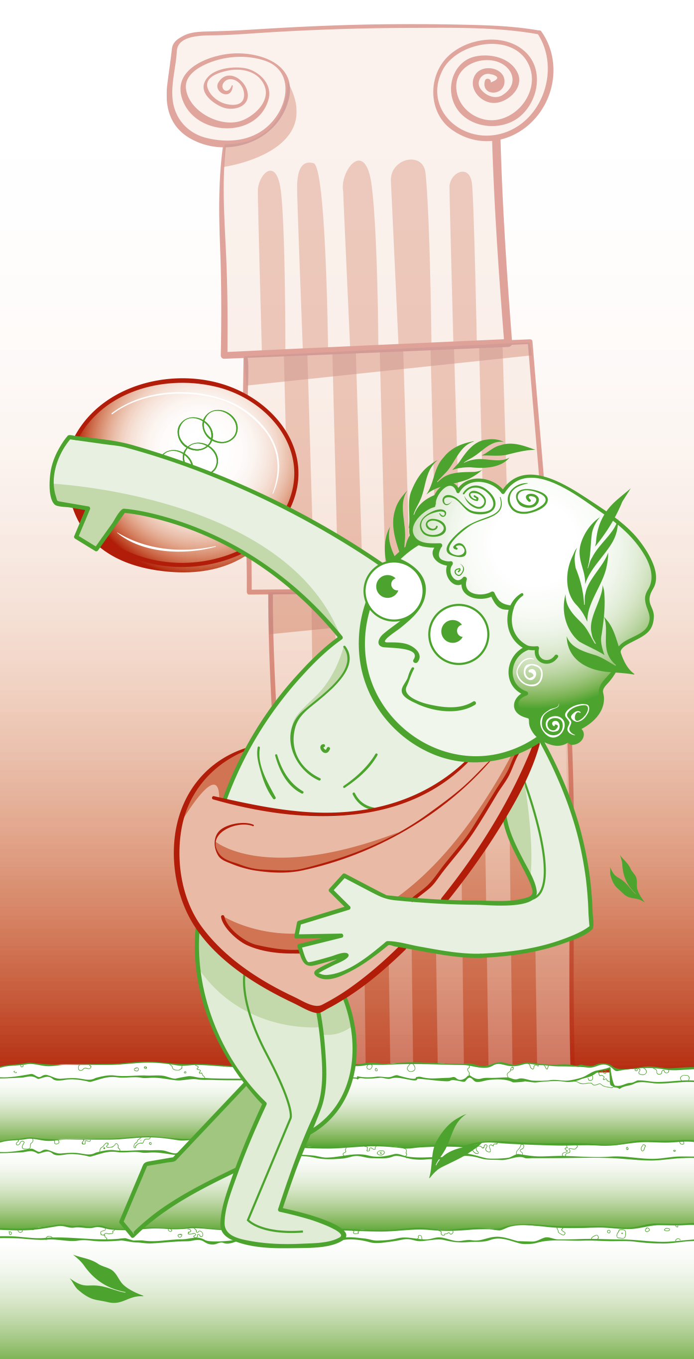 Illustratie voor magazine ‘Kidspas’ discuswerper in oude Griekenland