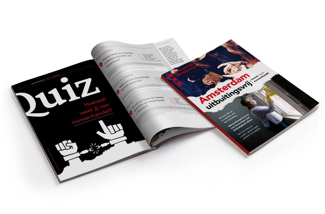 Vormgegeven en opgemaakt Magazine voor een uitbuitingsvrij Amsterdam voor gemeente Amsterdam