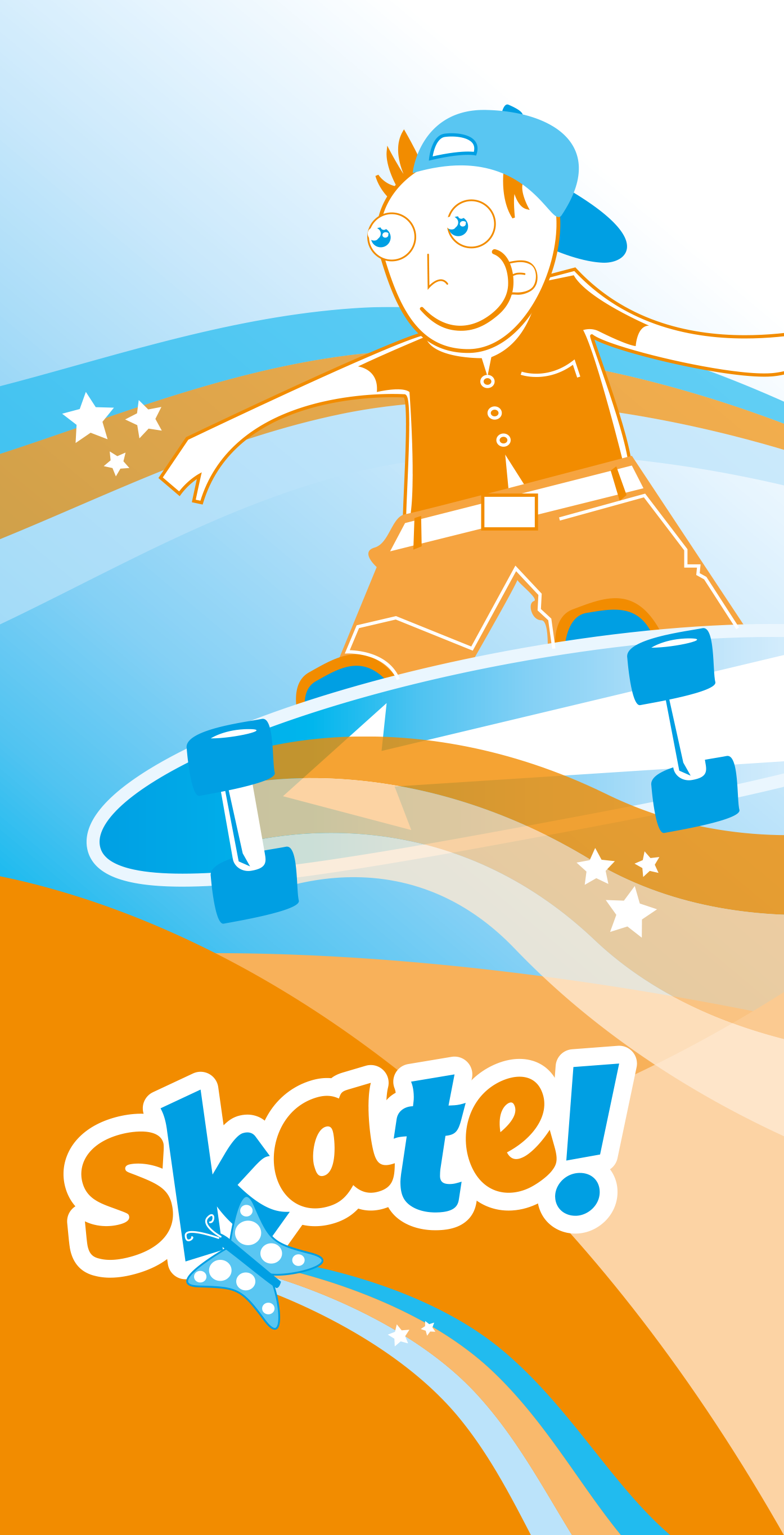 Illustratie voor magazine ‘Kidspas’ jongen op skateboard