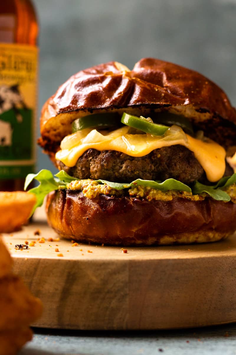 Bacon Cheeseburger On Pretzel Bun