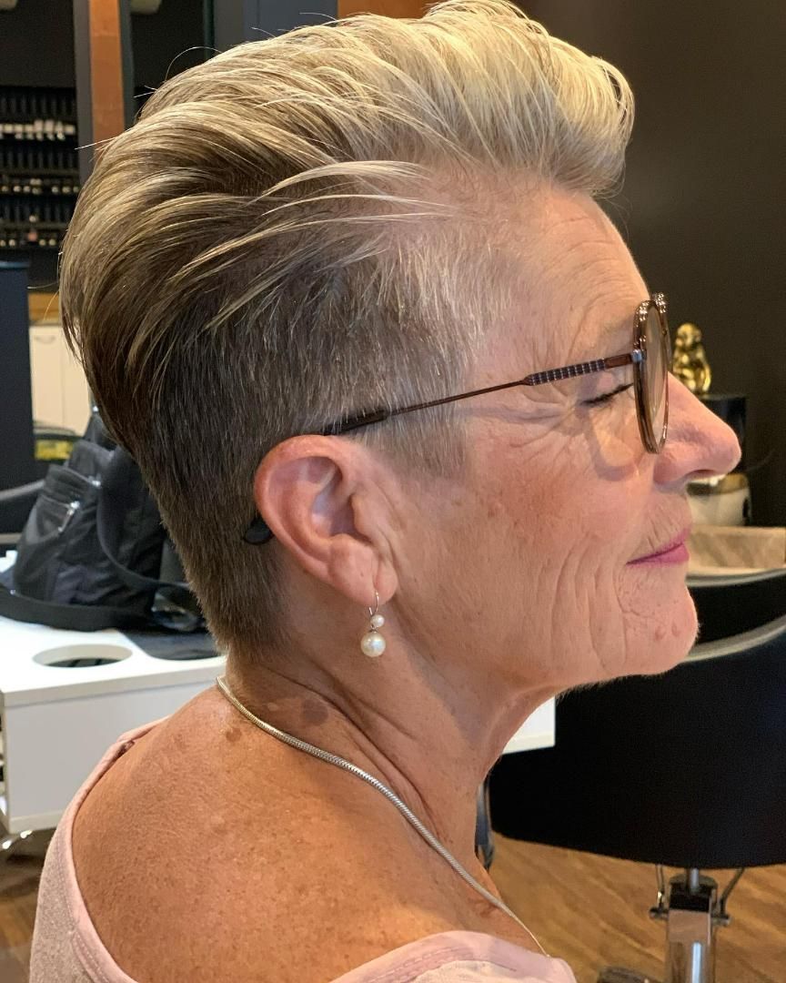 A Woman With Short Hair and Glasses is Wearing Pearl Earrings — Energy Hair Co in Noosa Heads, QLD
