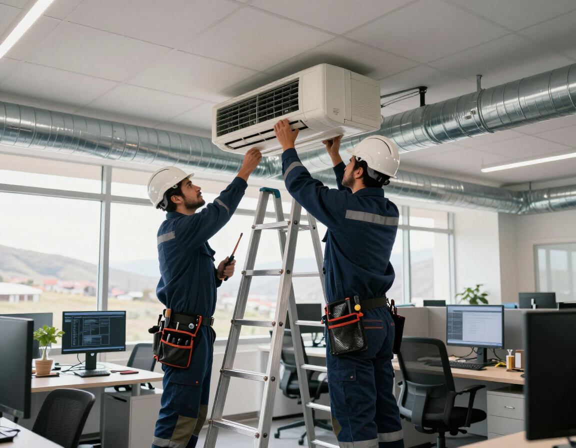 Equipo técnico trabajando en climatización y ventilación en Huancayo
