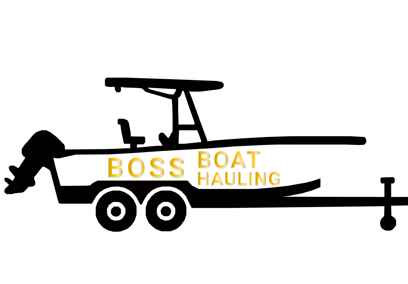 The Boss Boat Hauling LLC logo is on a blue background.