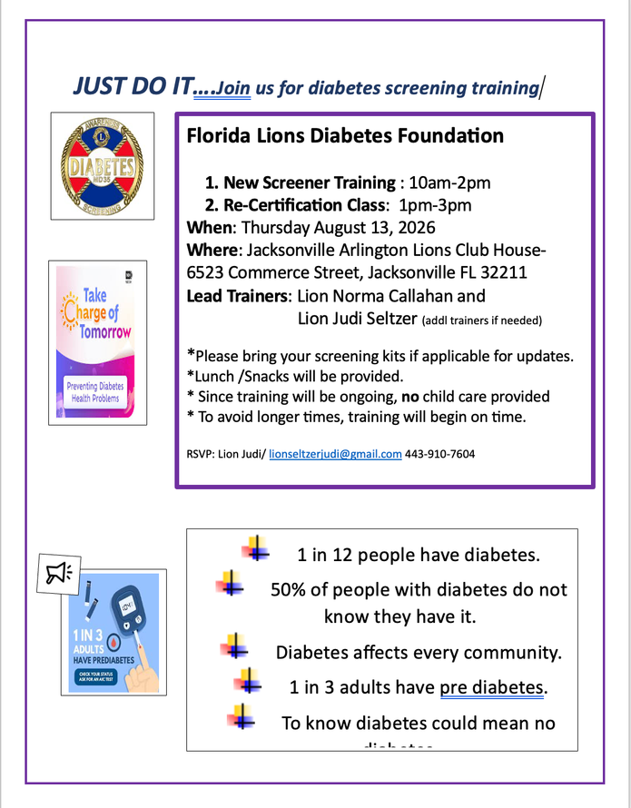 A poster for diabetes training with a hand holding a marker