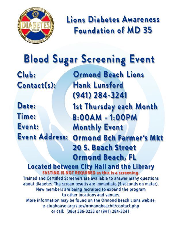 A flyer for the lions diabetes awareness foundation of md 35