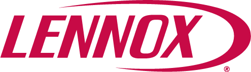 Lennox logo in red text with a curved red line around the right side.