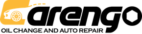 Red logo for "Demo Auto Repair" with wings, stars, and a circular design.