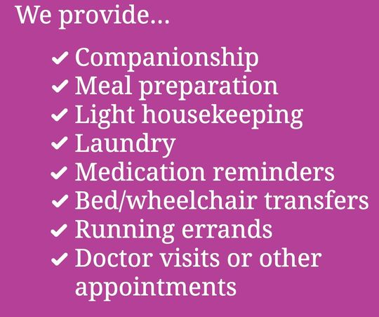 A purple background with white text that says we provide
