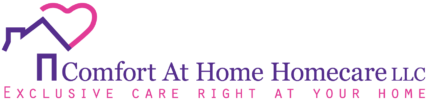 A logo for comfort at home homecare llc exclusive care right at your home