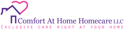 A logo for comfort at home homecare llc exclusive care right at your home