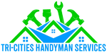 Logo for Tri-Cities Handyman Services: green tools atop blue and green house shapes, text below.