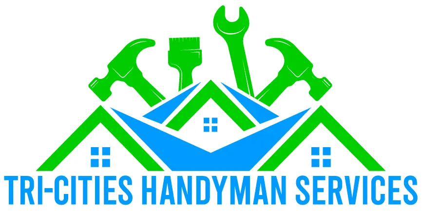 Logo for Tri-Cities Handyman Services: green tools atop blue and green house shapes, text below.