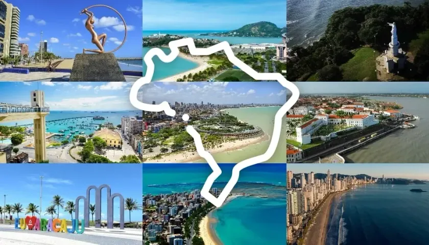 Uma colagem de fotos de vários lugares do brasil