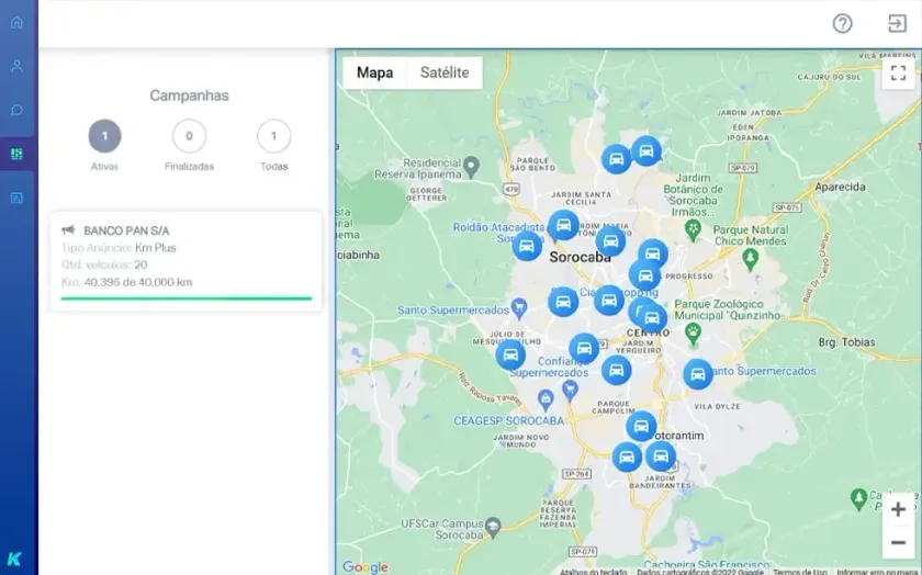dashboard geolocalização km midia