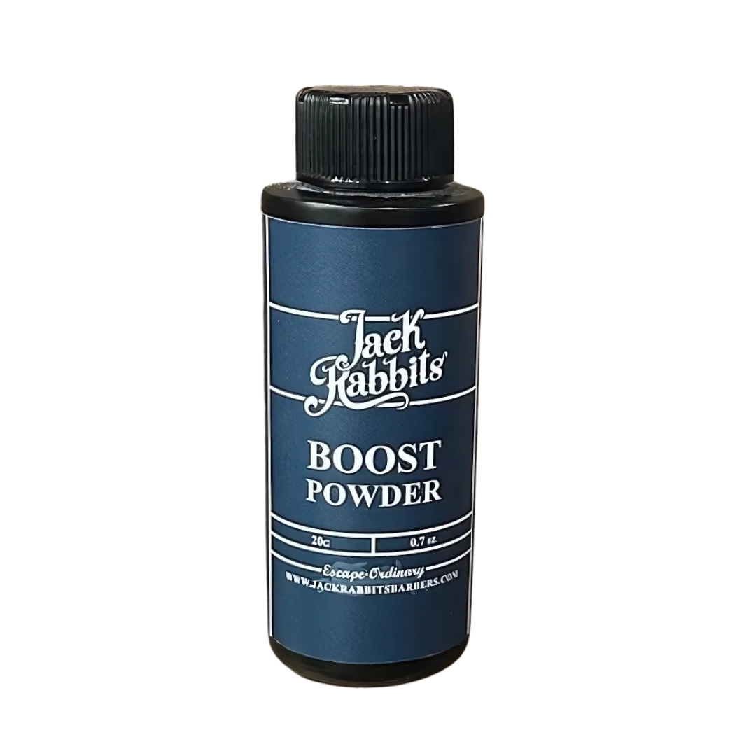A bottle of jack rabbits boost powder on a white background.