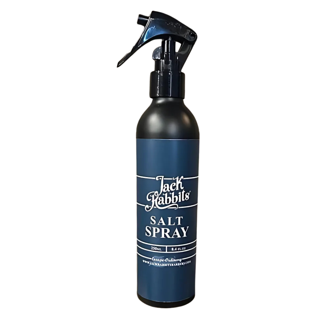 A bottle of jack rabbits salt spray on a white background.