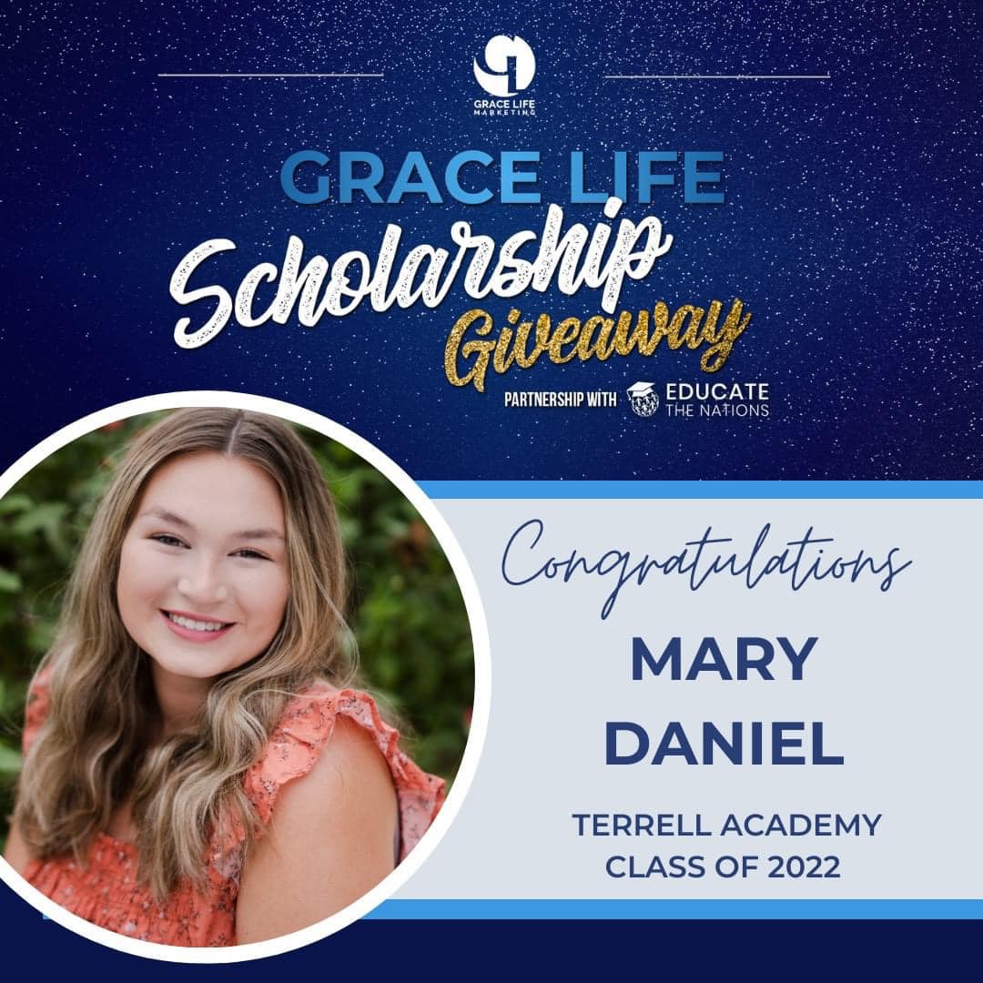 mary daniel is the winner of the grace life scholarship giveaway