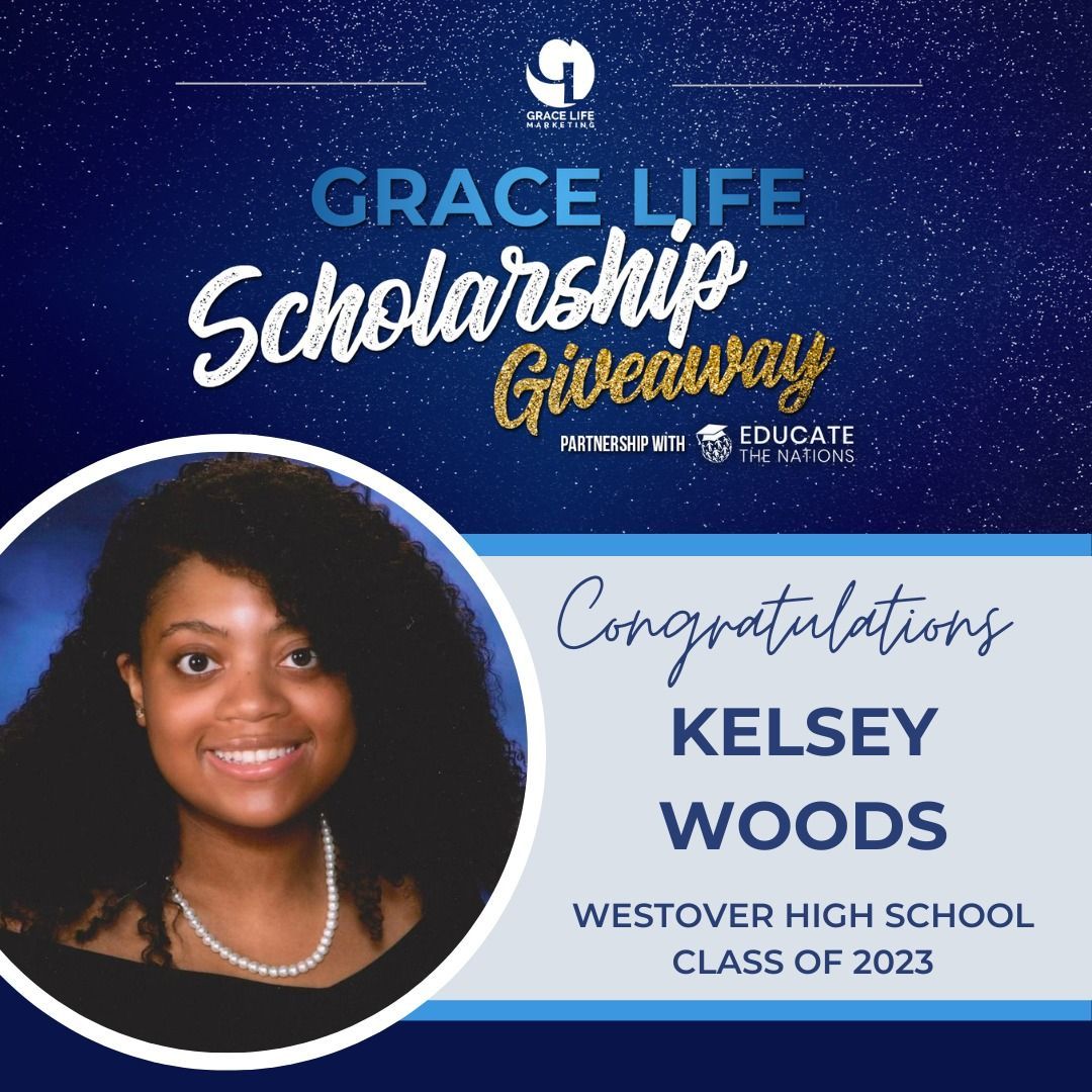 kelsey woods is the winner of the grace life scholarship giveaway