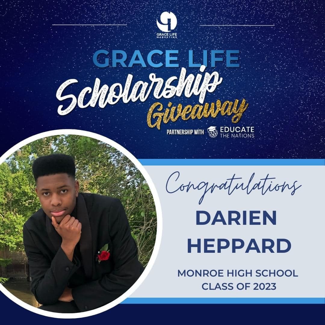 darien heppard is a winner of the grace life scholarship giveaway