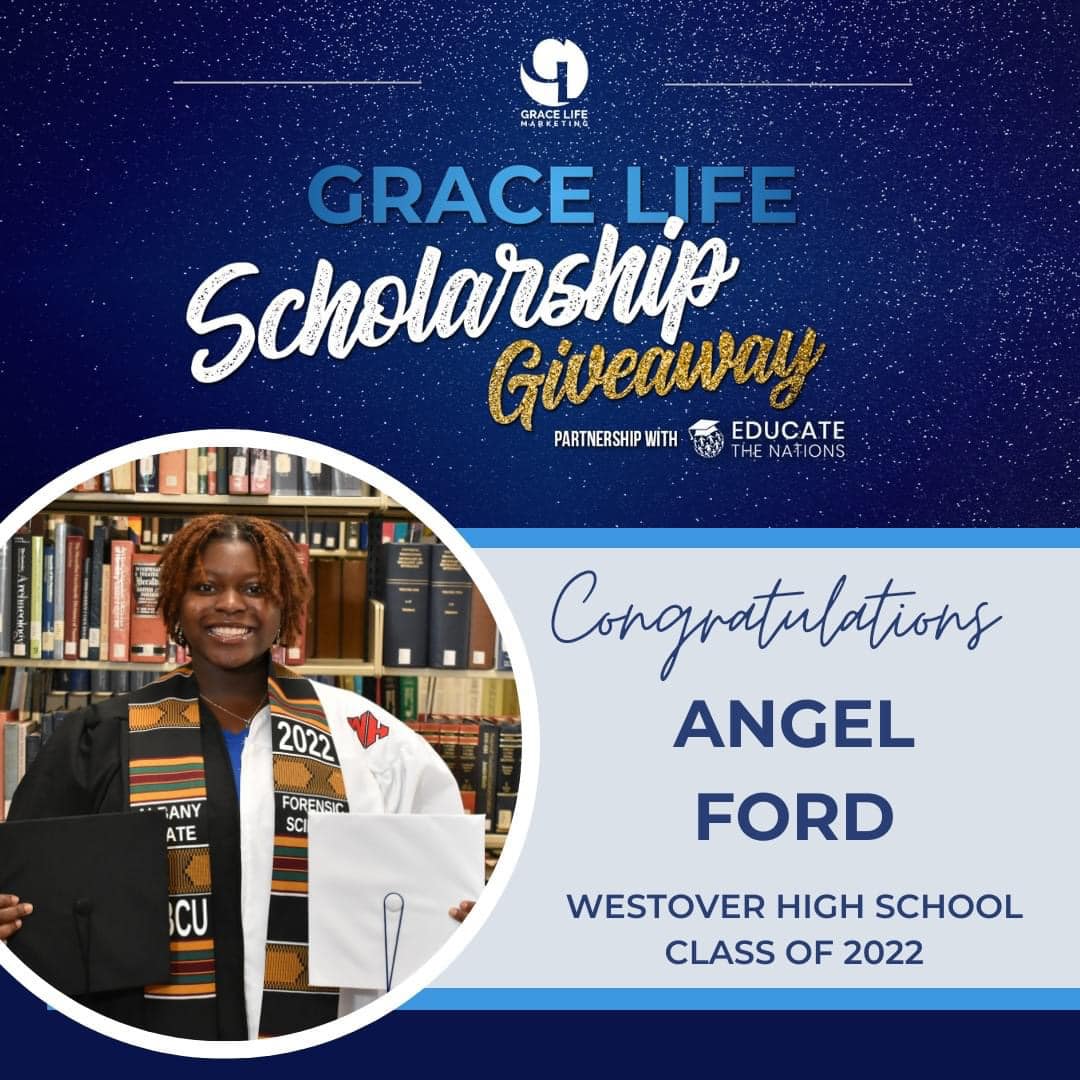 a grace life scholarship giveaway congratulations angel ford
