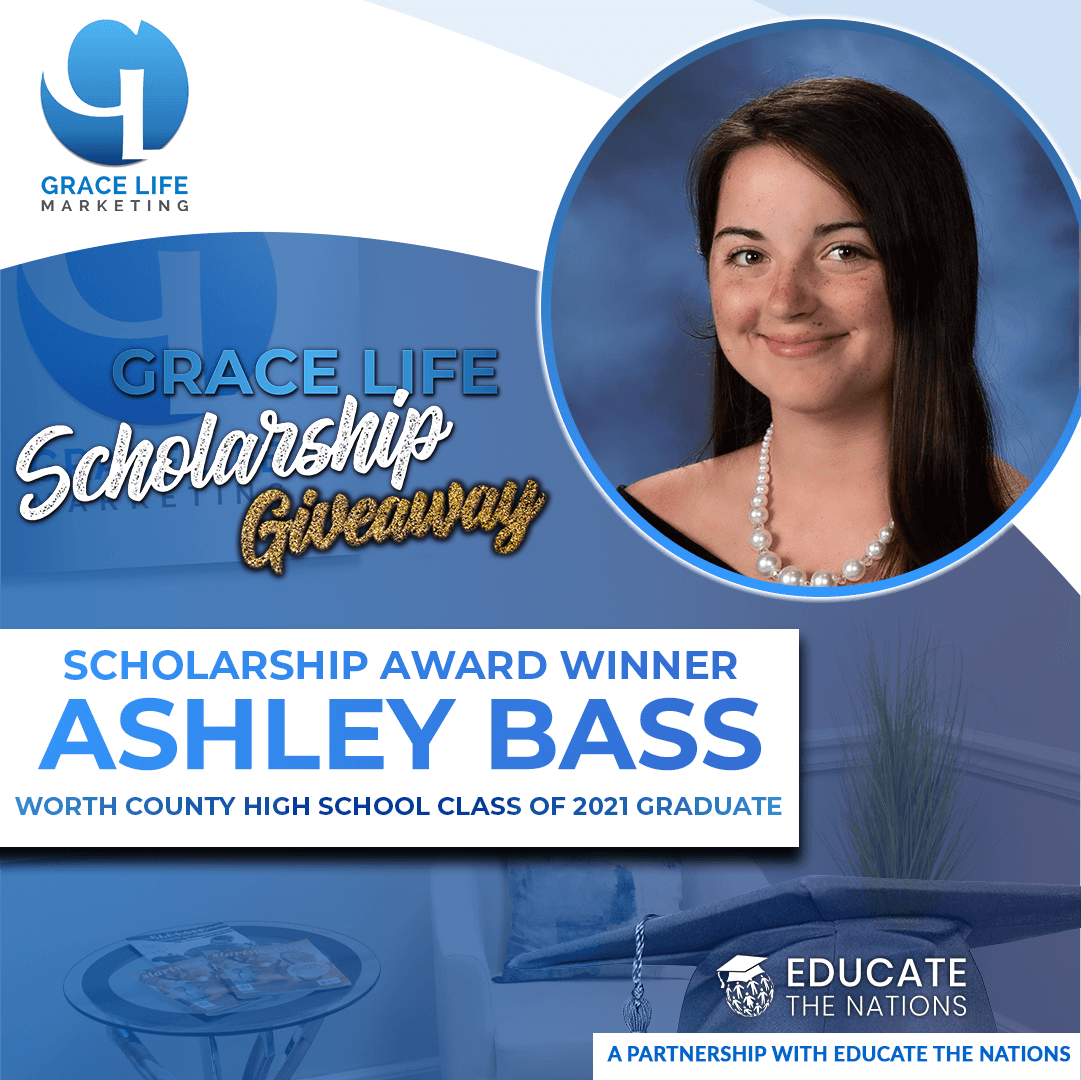 ashley bass is the winner of the grace life scholarship giveaway
